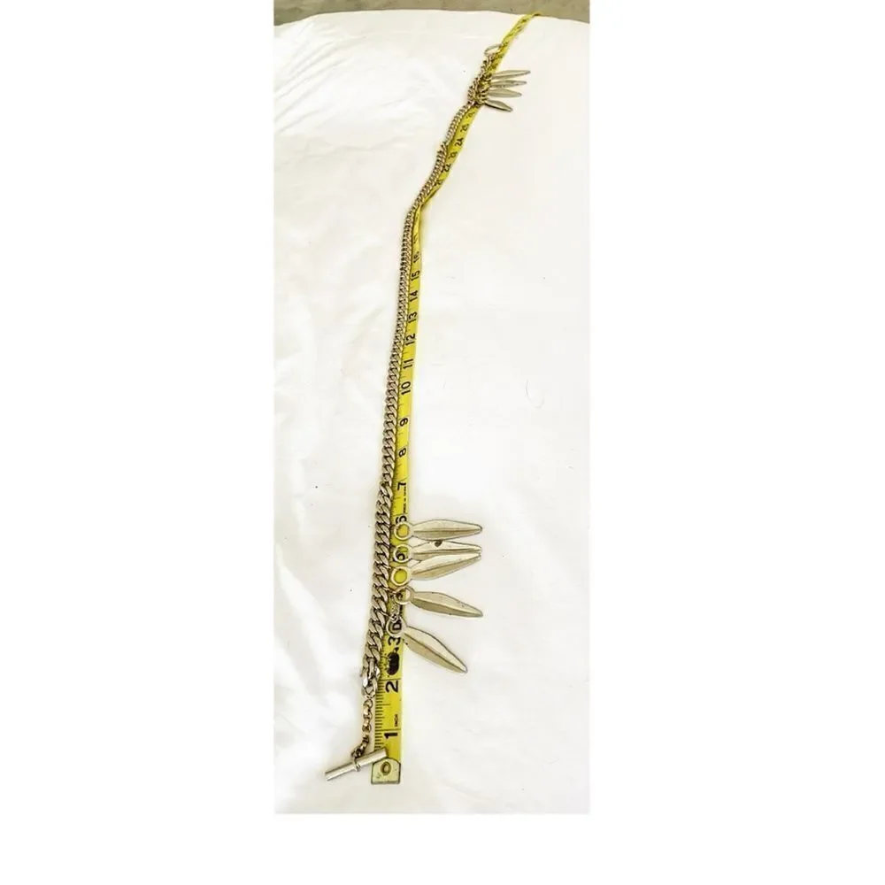 YSL silver chain link belt leaf design